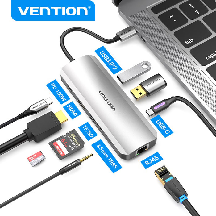 TECHXZON-Vention-TOJHB-USB-C-To-HDMIUSB-7-In-1-Docking-Station-0.15M