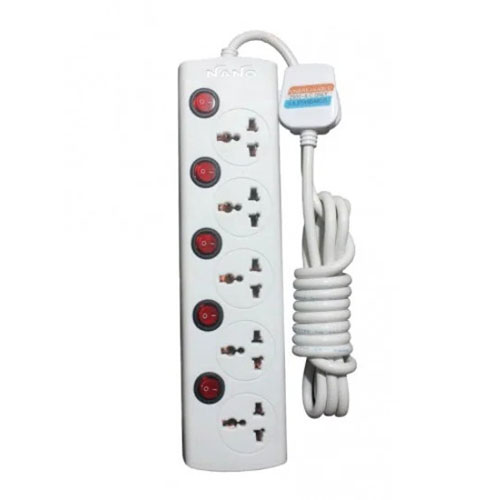 techxzon.com-Nano-MBS-405-5-Port-Power-Strip-White-(3-Pin-Power-Plug)-Price-In-Bangladesh