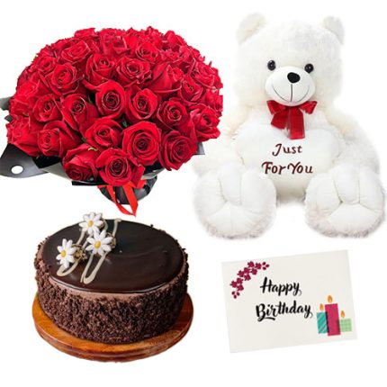 techxzon-com-Coopers-Chocolate-Cake-with-Teddy-Bear-and-Flower-Bouquet-Gift-Price-In-BD
