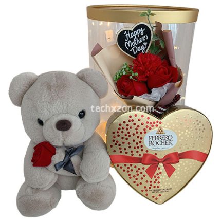techxzon-com-Teddy-Bear-Soap-Flowers-Ferrero-Rocher-Chocolate-Gift-Set-Price-In-Bangladesh